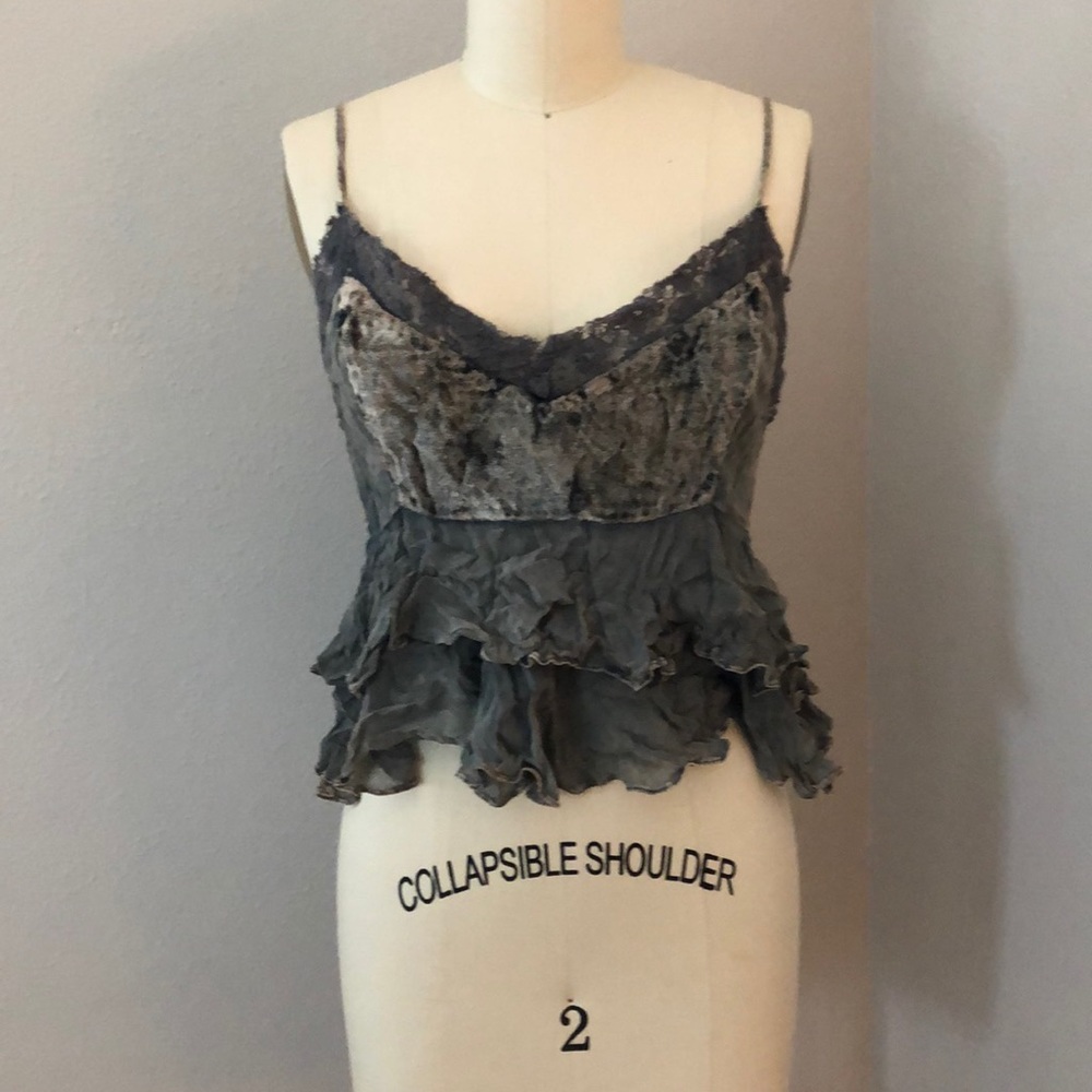 Abercrombie &Fitch olive green crushed velvet tank